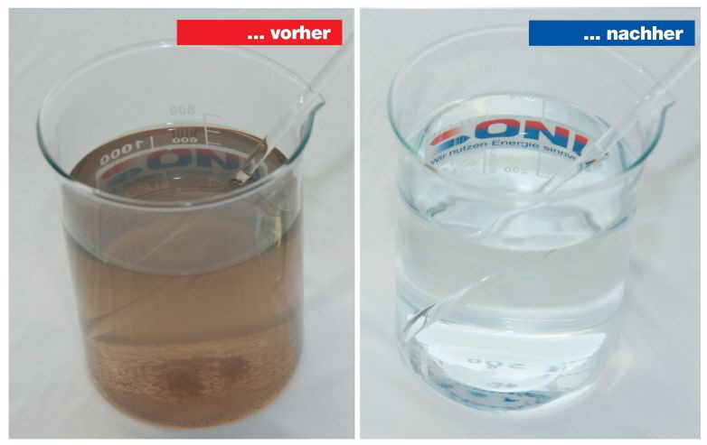 Oni Wasserproben_vor-und_nach_Einsatz_ONI-AquaClean Oni Wasserproben_vor-und_nach_Einsatz_ONI-AquaClean